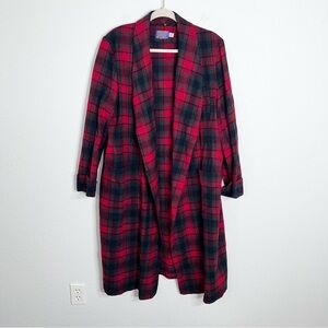 Pendleton Wool Robe Men’s Medium Red Plaid Tartan No Belt Long Versatile Coat
